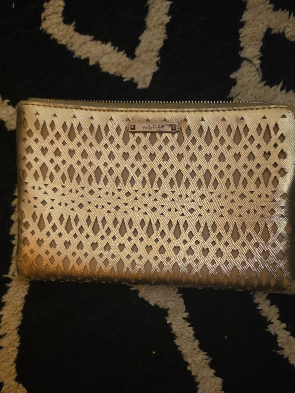 Stella & Dot Gold Laser-Cut Wristlet Clutch